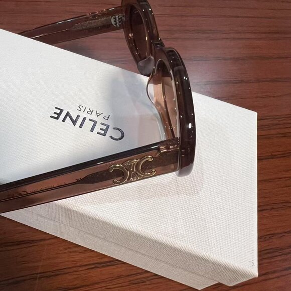 CELINE Triomphe 01 Sunglasses In Acetate BROWN CRYSTAL - Picture 4 of 7